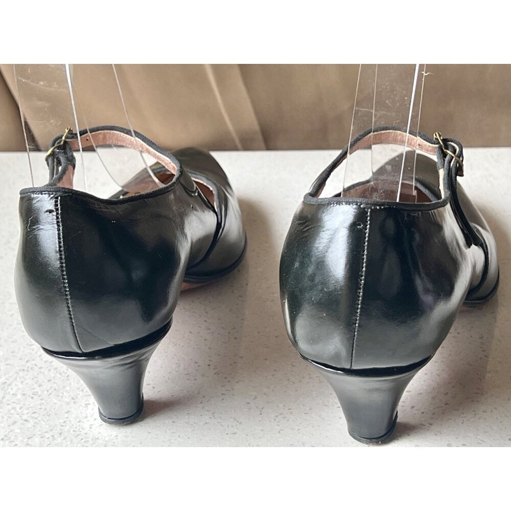 Womens Black Leather Flamenco Shoes With Strap & Low Heel Size 6 - Picture 5 of 14
